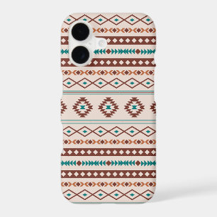 Aztec Rusts Teal Cream Mixed Motifs Pattern