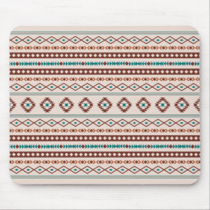 Aztec Rusts Teal Cream Mixed Motifs Pattern Mouse Mat