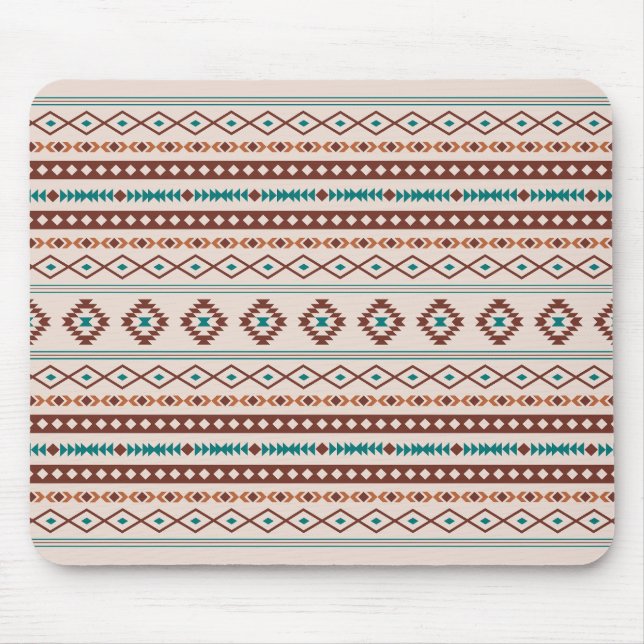 Aztec Rusts Teal Cream Mixed Motifs Pattern Mouse Mat (Front)
