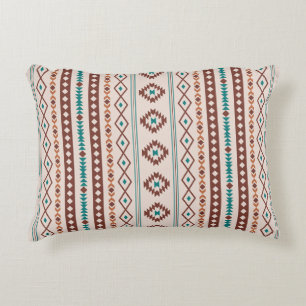 Aztec Rusts Teal Cream Mixed Motifs V Pattern Decorative Cushion