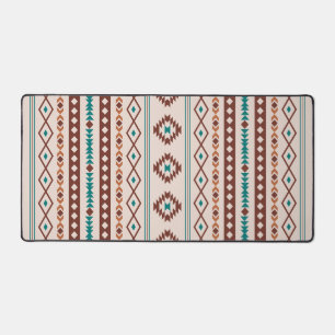 Aztec Rusts Teal Cream Mixed Motifs V Pattern Desk Mat
