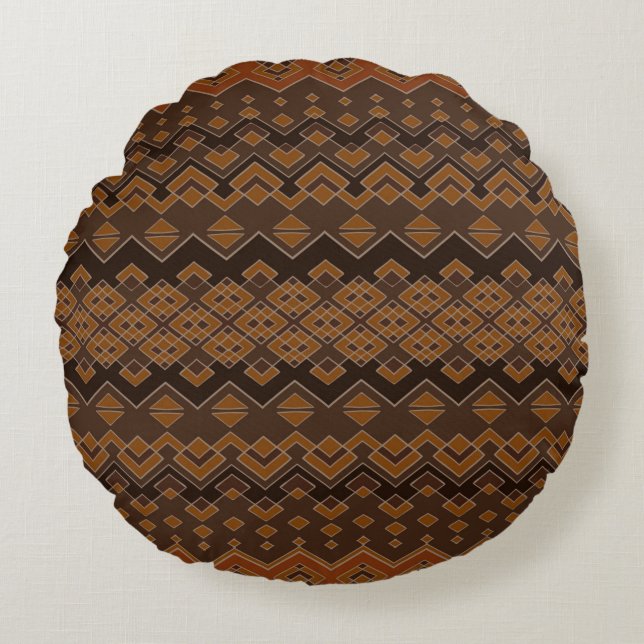Aztec seamless pattern. Tribal aztec print. Abstra Round Cushion (Front)