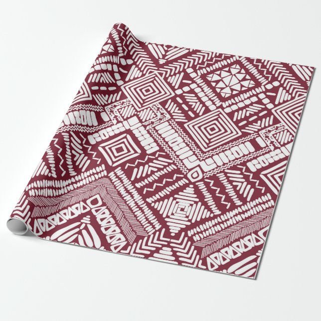 Aztec seamless pattern wrapping paper (Unrolled)