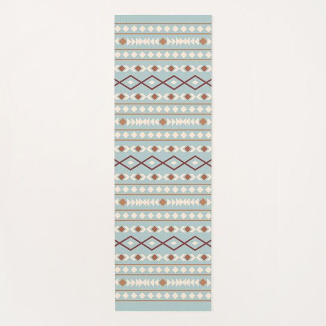Aztec Shapes 2Way Pattern Rusts Cream Teal-Blue Yoga Mat (Front)