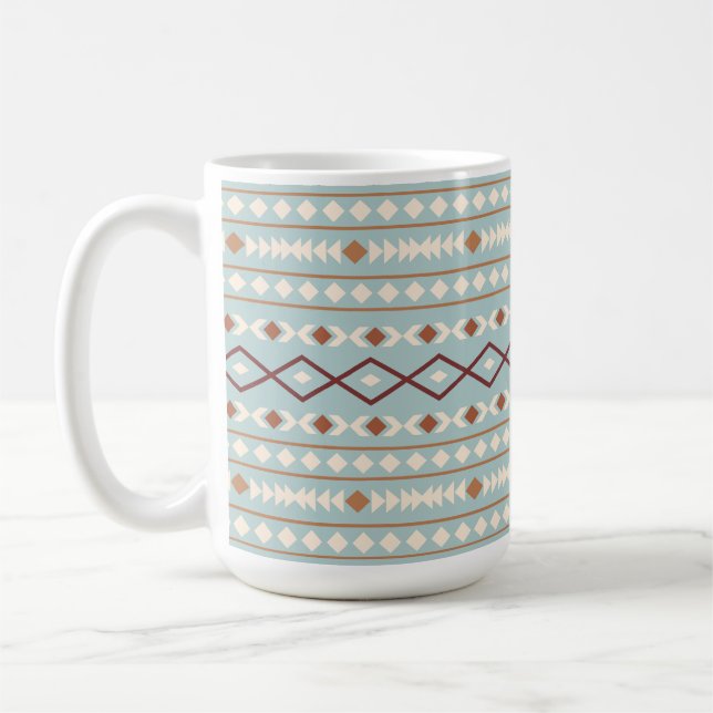 Aztec Shapes Big Pattern Rusts Cream Teal-Blue Coffee Mug (Left)