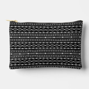 Aztec Shapes Pattern Grey White Black Accessory Pouch
