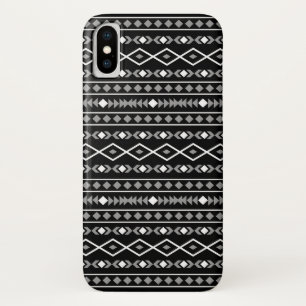 Aztec Shapes Pattern Grey White Black iPhone X Case