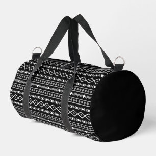 Aztec Shapes Pattern Grey White Black Duffle Bag