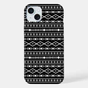 Aztec Shapes Pattern Grey White Black iPhone 15 Plus Case