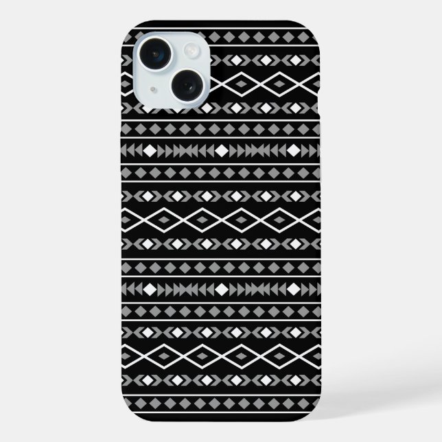 Aztec Shapes Pattern Grey White Black iPhone Case (Back)