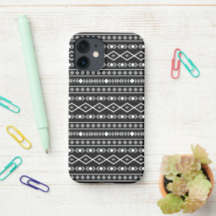 Aztec Shapes Pattern Grey White Black iPhone 12 Mini Case