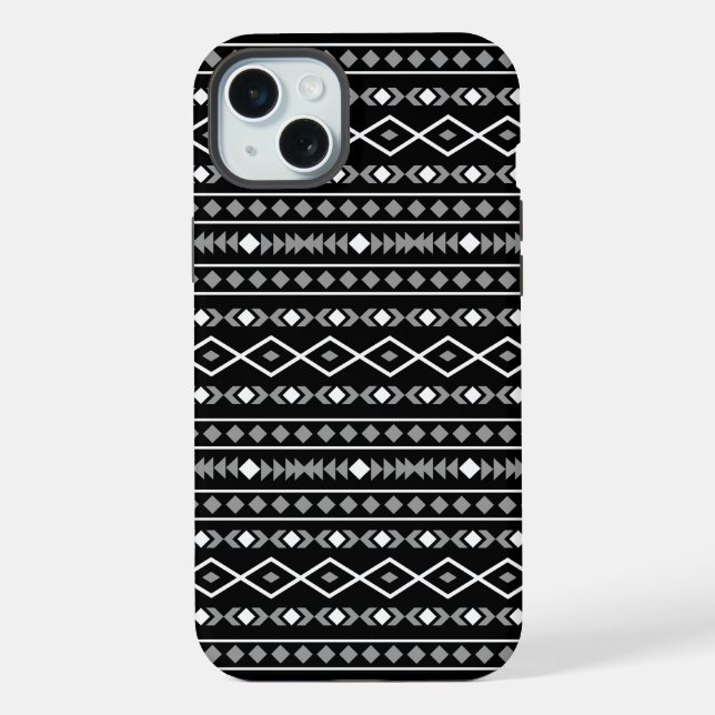 Aztec Shapes Pattern Grey White Black iPhone Case (Back)