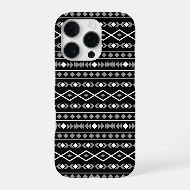 Aztec Shapes Pattern Grey White Black iPhone Case (Back)