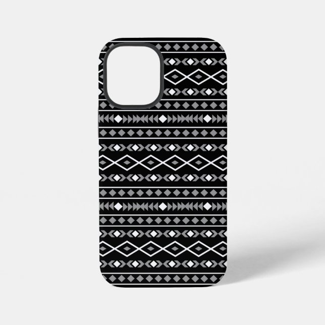 Aztec Shapes Pattern Grey White Black iPhone Case (Back)