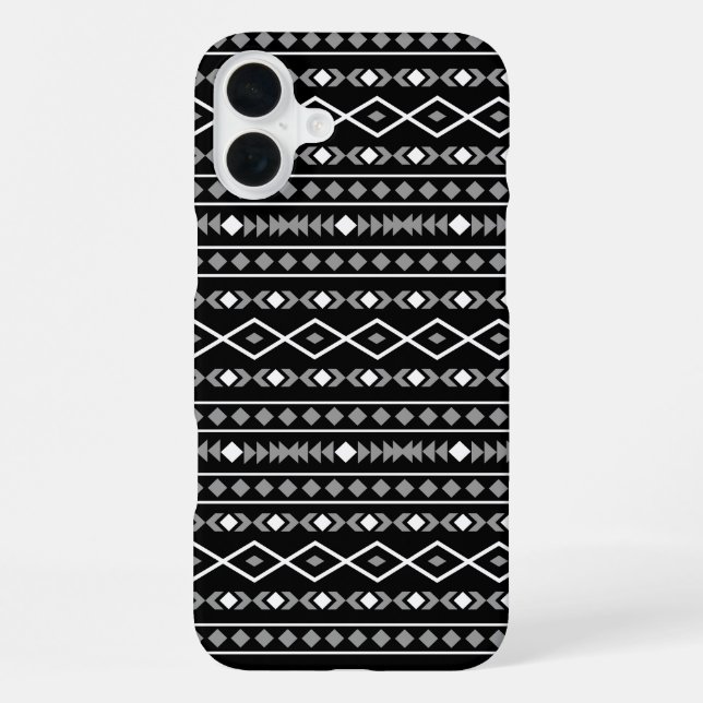 Aztec Shapes Pattern Grey White Black iPhone Case (Back)
