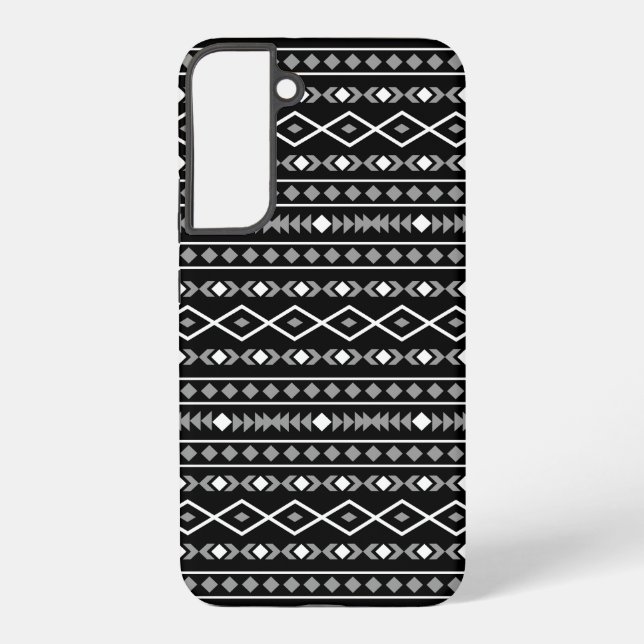 Aztec Shapes Pattern Grey White Black Samsung Galaxy S22+ Case (Back)