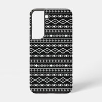 Aztec Shapes Pattern Grey White Black
