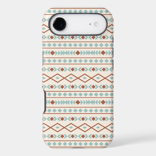 Aztec Shapes Pattern Rust Teal Cream