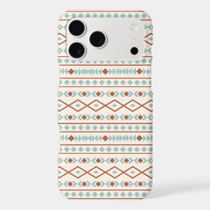 Aztec Shapes Pattern Rust Teal Cream
