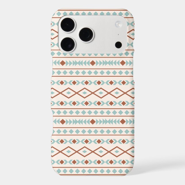 Aztec Shapes Pattern Rust Teal Cream (Back)
