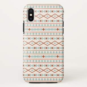 Aztec Shapes Pattern Rust Teal Cream iPhone X Case