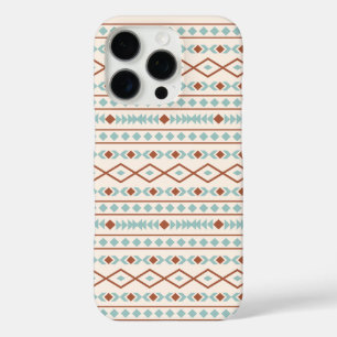 Aztec Shapes Pattern Rust Teal Cream iPhone 16 Pro Case
