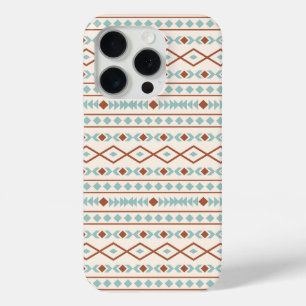 Aztec Shapes Pattern Rust Teal Cream iPhone 15 Pro Case