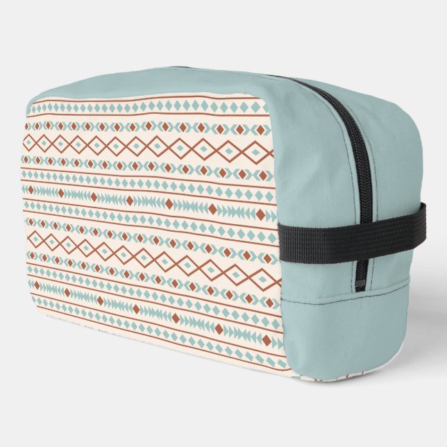 Aztec Shapes Pattern Rust Teal Cream Dopp Kit (Left Corner)