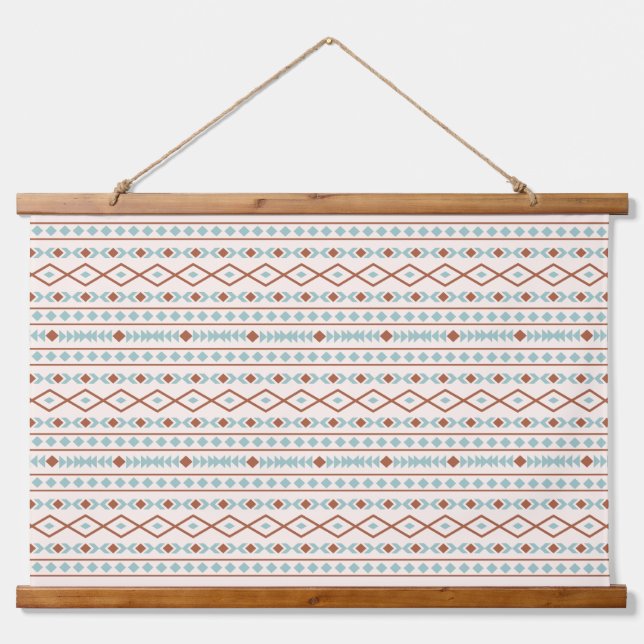 Aztec Shapes Pattern Rust Teal Cream Hanging Tapestry (Front)