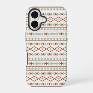 Aztec Shapes Pattern Rust Teal Cream iPhone 16 Case