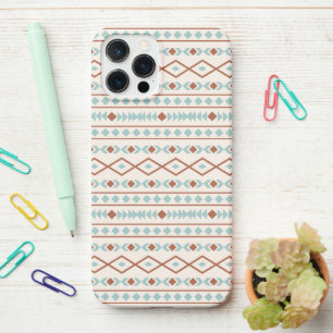 Aztec Shapes Pattern Rust Teal Cream iPhone 12 Pro Max Case