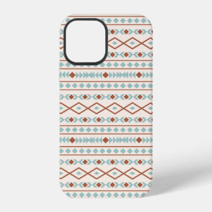 Aztec Shapes Pattern Rust Teal Cream iPhone 12 Case