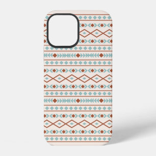 Aztec Shapes Pattern Rust Teal Cream iPhone 12 Case