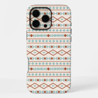 Aztec Shapes Pattern Rust Teal Cream