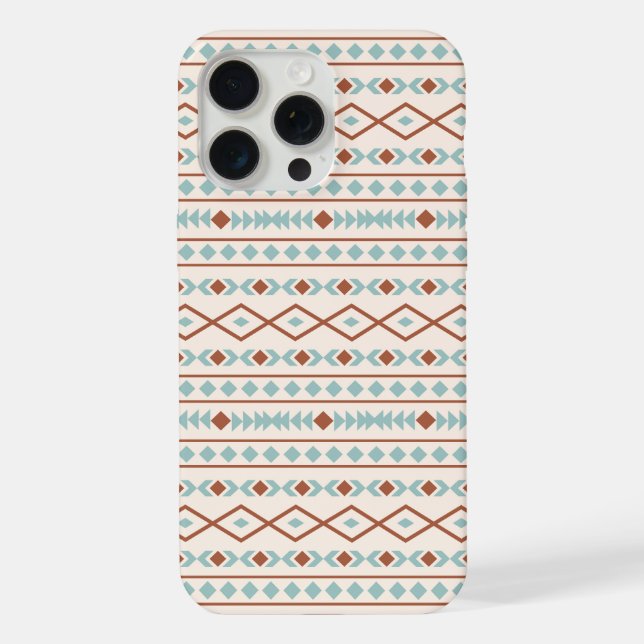 Aztec Shapes Pattern Rust Teal Cream iPhone Case (Back)