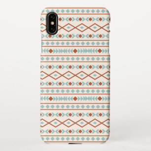 Aztec Shapes Pattern Rust Teal Cream iPhone XS Max Case