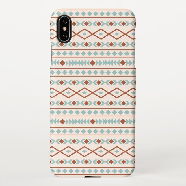 Aztec Shapes Pattern Rust Teal Cream iPhone Case (Back)