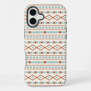 Aztec Shapes Pattern Rust Teal Cream iPhone 16 Plus Case