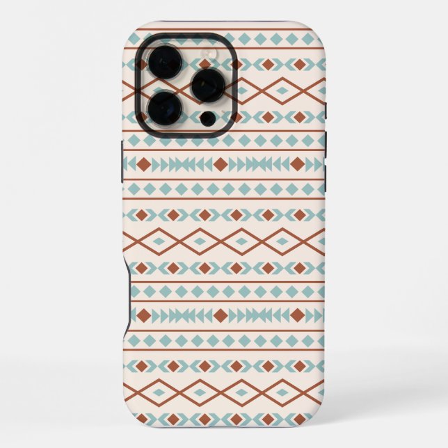 Aztec Shapes Pattern Rust Teal Cream iPhone Case (Back)