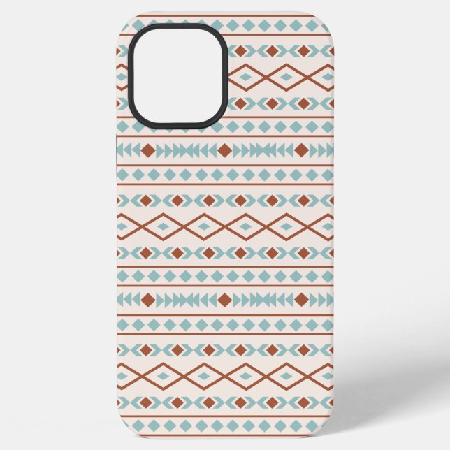 Aztec Shapes Pattern Rust Teal Cream iPhone Case (Back)