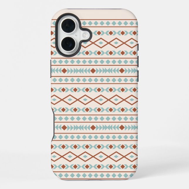 Aztec Shapes Pattern Rust Teal Cream iPhone Case (Back)