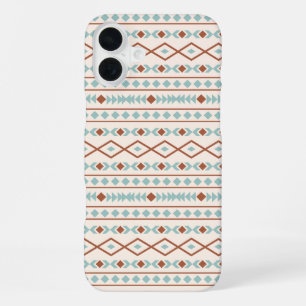 Aztec Shapes Pattern Rust Teal Cream iPhone 16 Plus Case
