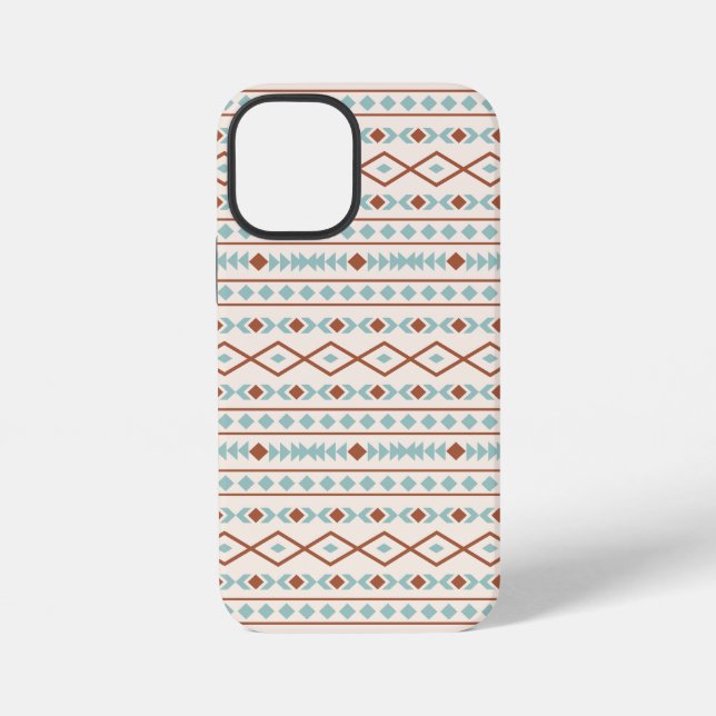 Aztec Shapes Pattern Rust Teal Cream iPhone Case (Back)