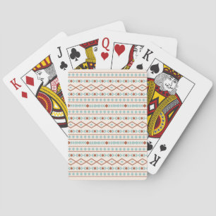 Aztec Shapes Pattern Rust Teal Cream Playing Cards