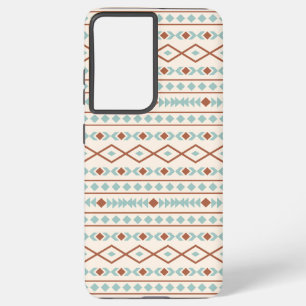 Aztec Shapes Pattern Rust Teal Cream Samsung Galaxy Case