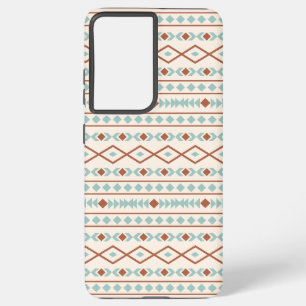 Aztec Shapes Pattern Rust Teal Cream Samsung Galaxy Case