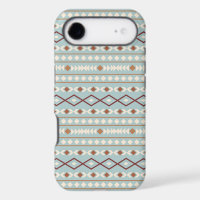 Aztec Shapes Pattern Rusts Cream Teal-Blue