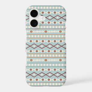 Aztec Shapes Pattern Rusts Cream Teal-Blue