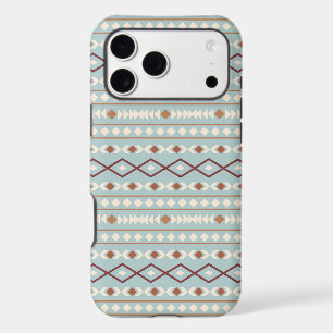 Aztec Shapes Pattern Rusts Cream Teal-Blue