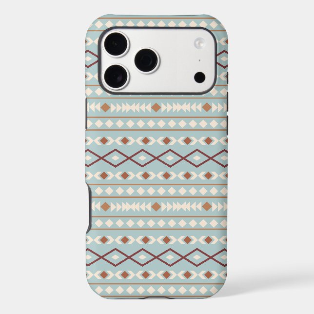 Aztec Shapes Pattern Rusts Cream Teal-Blue (Back)